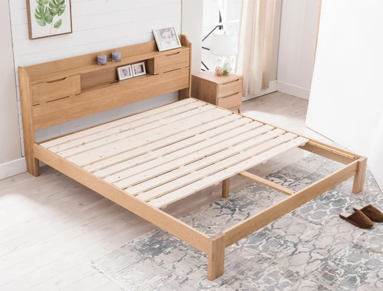 product-Customizable nordic morden design full size low price house furniture bed bedroom solid wood-2