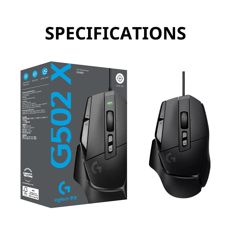 Logitech G502 X Wired Gaming Mouse Lightforce Hybrid Optical-mechanical ...