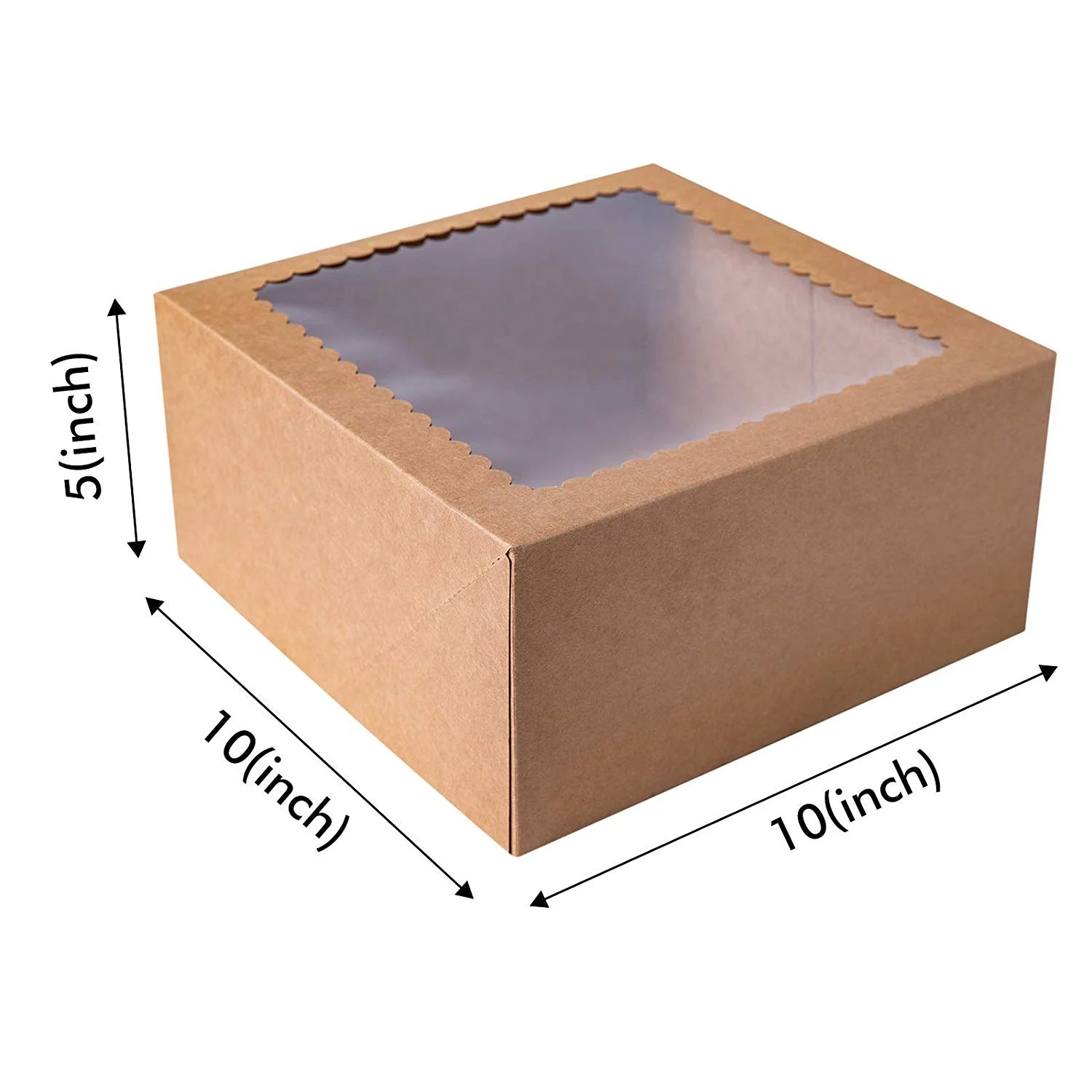 10x10x5 Inch Grease Proof Oil Resistant Brown Paper Bakery Cake Boxes