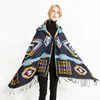 N122 Bohemian Autumn Winter Poncho Shawl Scarf with hat and Horn Button National Style Warm Wool Shawls for women