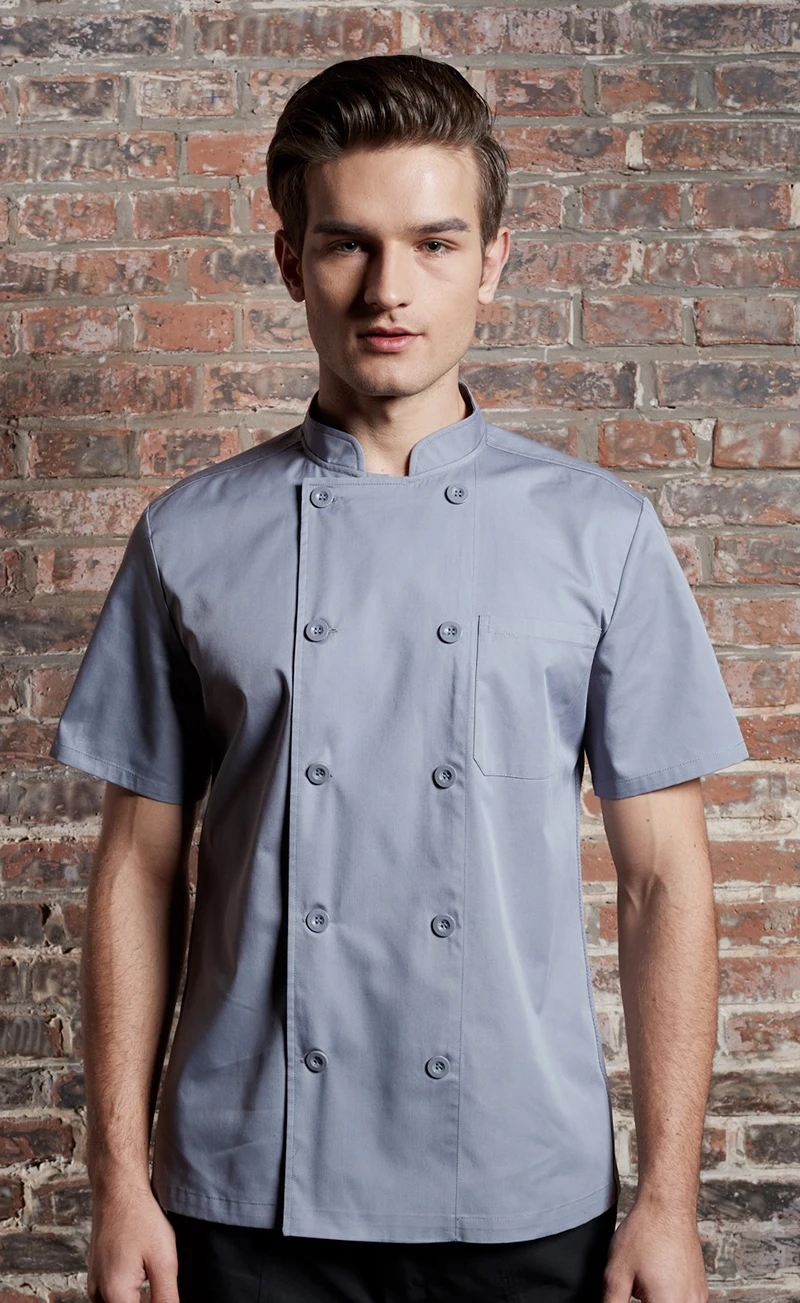 签出轻薄面料库存男式短袖清爽面料多色厨师夹克 - buy chef jacket