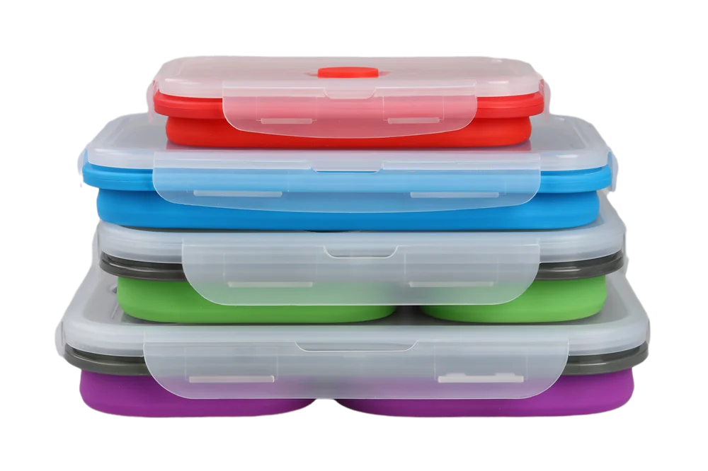 2020 Silicone Foldable Portable Lunch Box Microwave Oven Food Storage