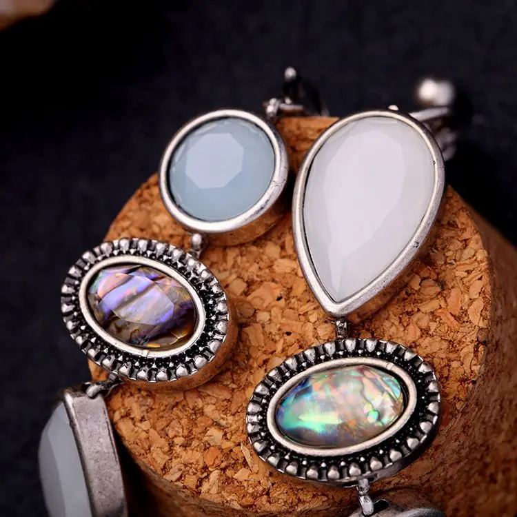 女性时尚首饰天然蛋白石宝石手镯水滴形蛋白石手镯