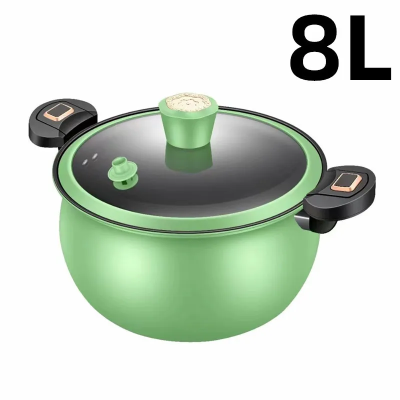 8 Qt Micro Pressure Cookware Stock Pot - Pumpkin Shaped With Detachable Handle, Glass Lid For All Stoves
