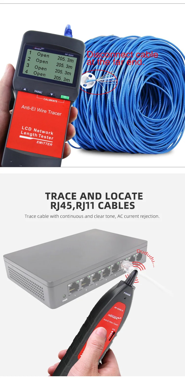 Cable Rj45 Rj11 Length Measuring Instrument & Cable Break Point