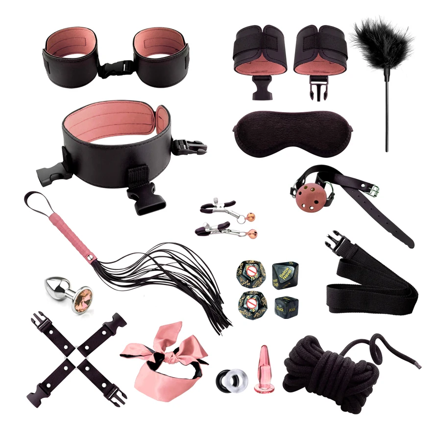 Sex Product Bdsm 20pcs Set Bondage Gear Pu Leather Fetish Bdsm Japanese 3004