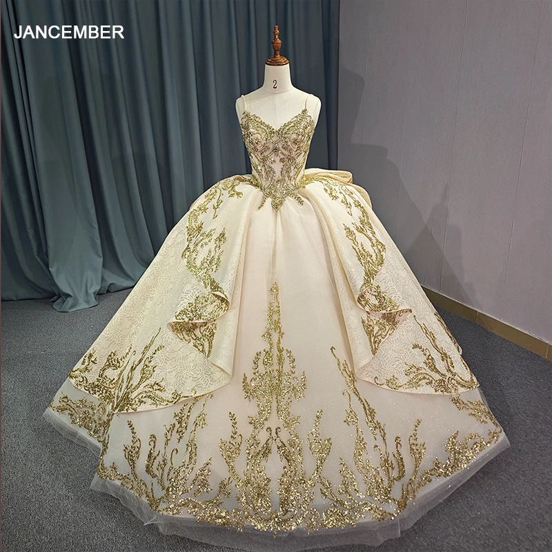 white and gold dress for sweet 16 Misshow Exquisite Champagne Ball Gown Off-Shoulder Beaded Lace Quinceanera Dress for Sweet 16 & Formal Galas
