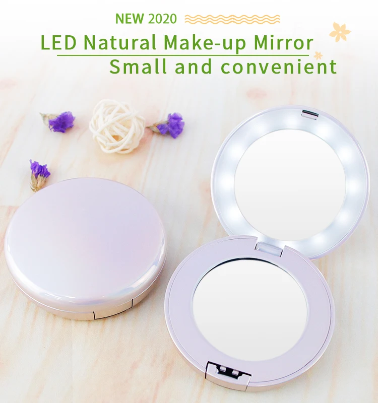 New Amazon Customizable Portable Vanity Mirror Hand Pocket Magic Led