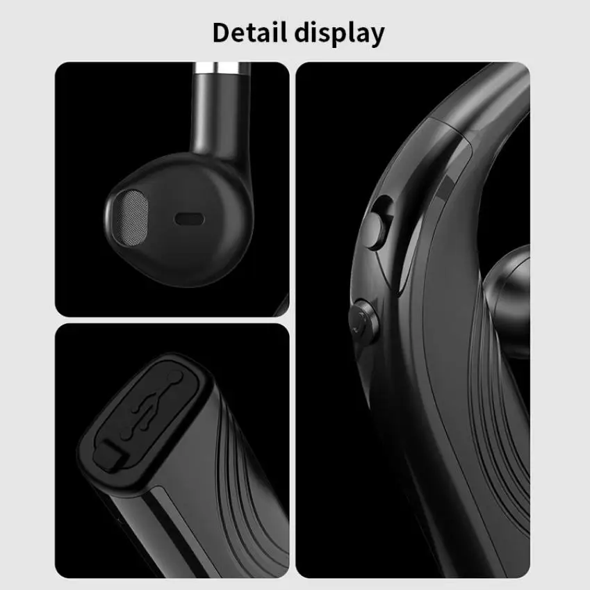 Wireless Headphones Handsfree HD Call Ear-hook Earphones Business Bluetooth 5.0 Headset With Mic For Driver Sport - ANKUX.COM