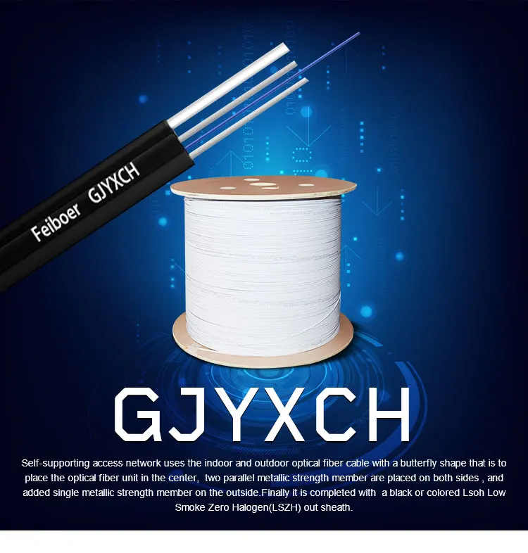 Self-supporting Outdoor Steel Messenger Wire FRP G657 FTTH Drop Fibra Optica 2 4 1 core fiber optic cable