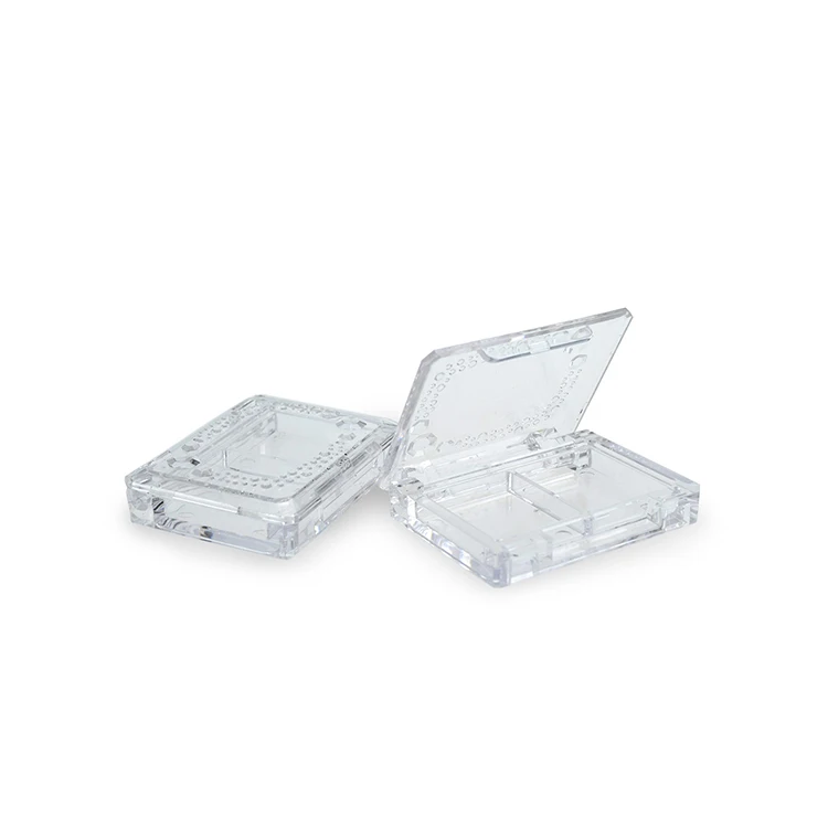 2 Color Plastic Clear Transparent Design Empty Compact Powder Case