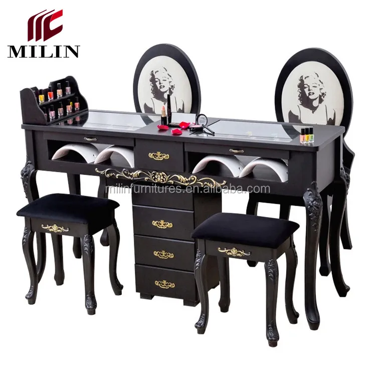 Nail Station Furniture Manicure Table Set Double Black Nail Tables With Chairs Buy Nail Tables Nail Station Furniture Manicure Table Double Nail Table Black Product On Alibaba Com