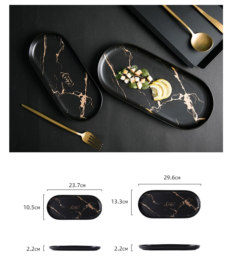 Custom Black Round Oval Marble Serving Tray/ceramic Tray/serving Tray