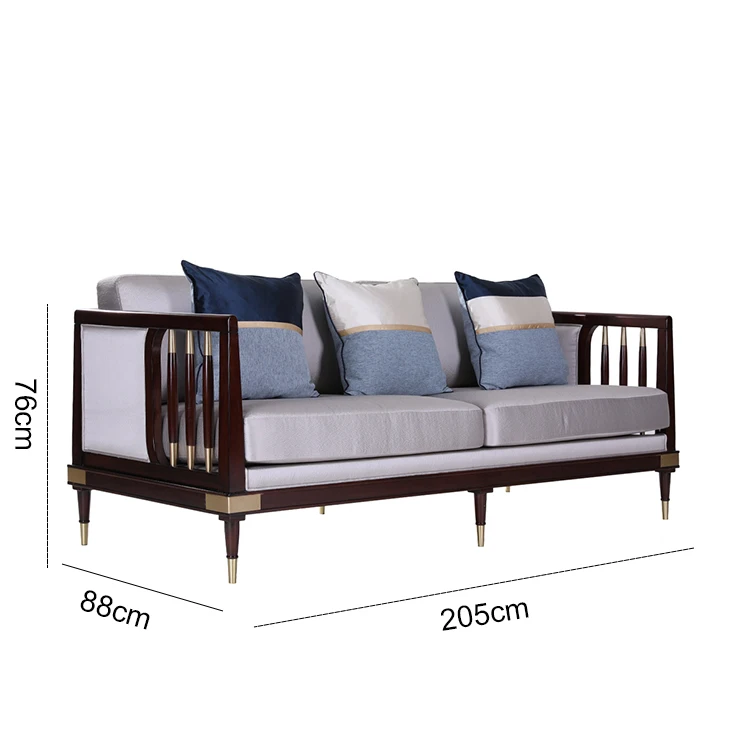 Furniture Living Room Sofa Set Luxury Wooden 3 Seat Fabric Furniture Living Room Sofa Set Luxury