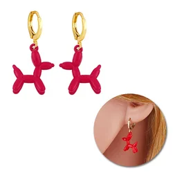 Women Girls Candy Color Retro Lovely Cute Hoop Balloon Dog Fashion Jewelry Sets Earrings