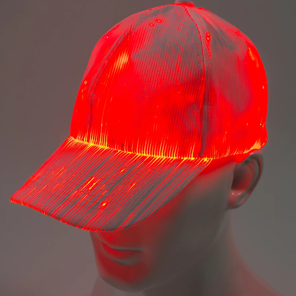 Luminous LED Baseball Cap 7 Colors Glow Hat Unisex DJ Light Up Rave Fiber Optic LED EDC Hats