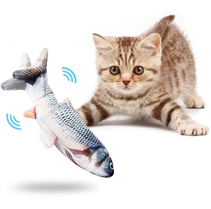 

Wholesale Amazon Best USB Charging Plush Fish Toy,Electric Simulation Fish Interactive Floppy Smart Pet kicker Fish Toy For Cat, Customized