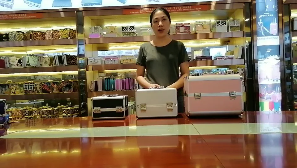 Wholesale Aluminum Beauty Train Case Glitter Vanity Cases Black Makeup