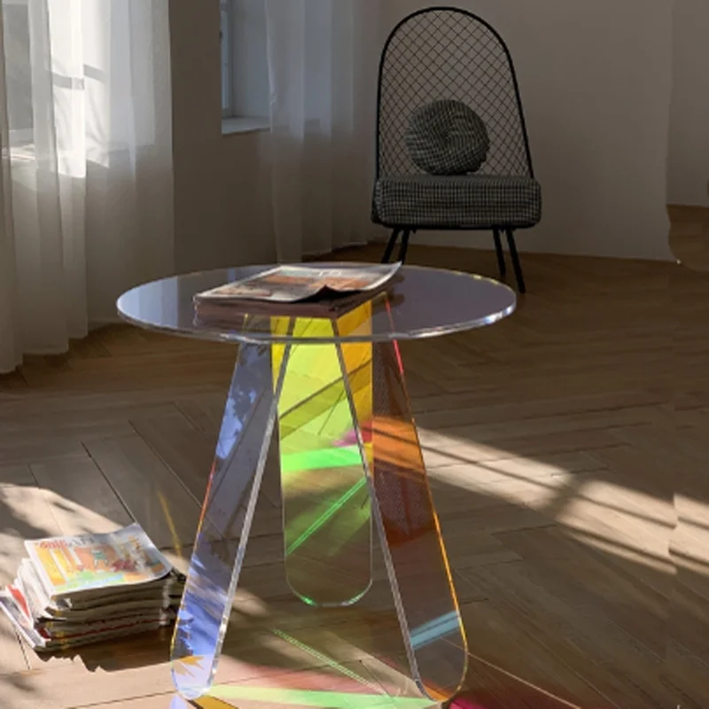 Modern Round Rainbow Coffee Table Living Room Acrylic Colorful Smart Coffee Table For Home Decor