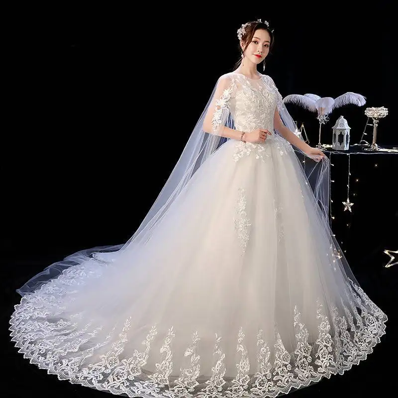 long white princess dress Strapless Princess White Sequin Lace Long Wedding Dress With Train