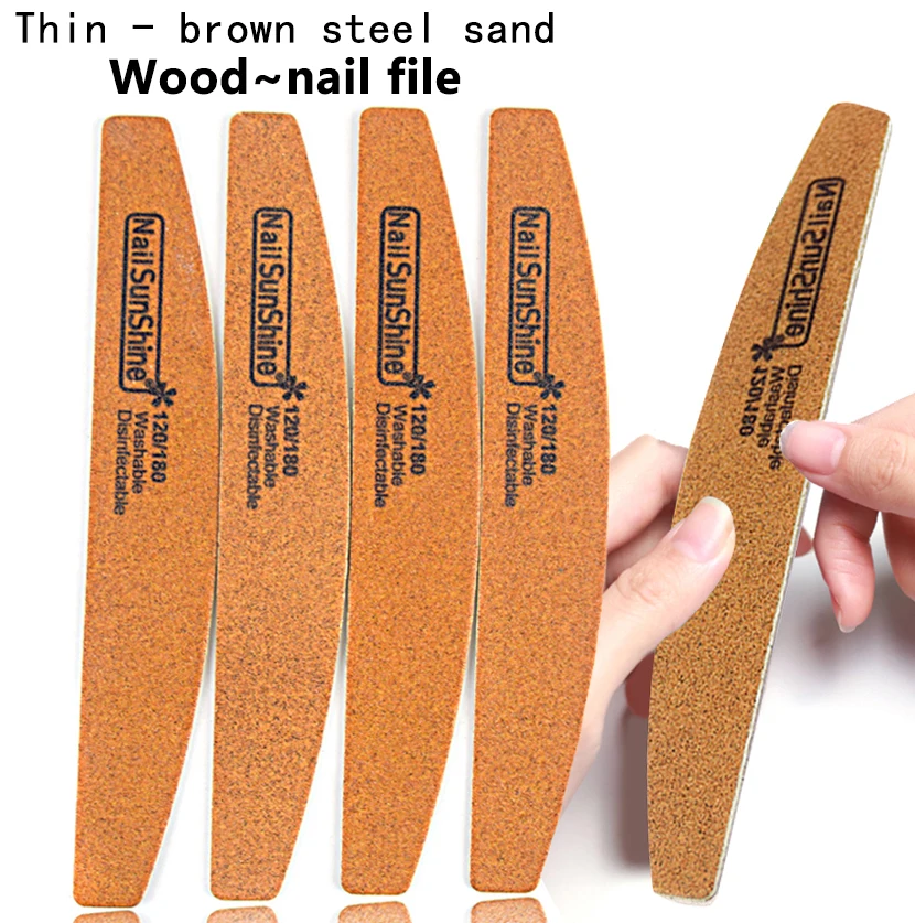 Professional Custom Double Side Wood Nail File Thinbrown Washable