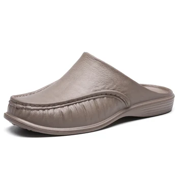 leather slides men's shoes
