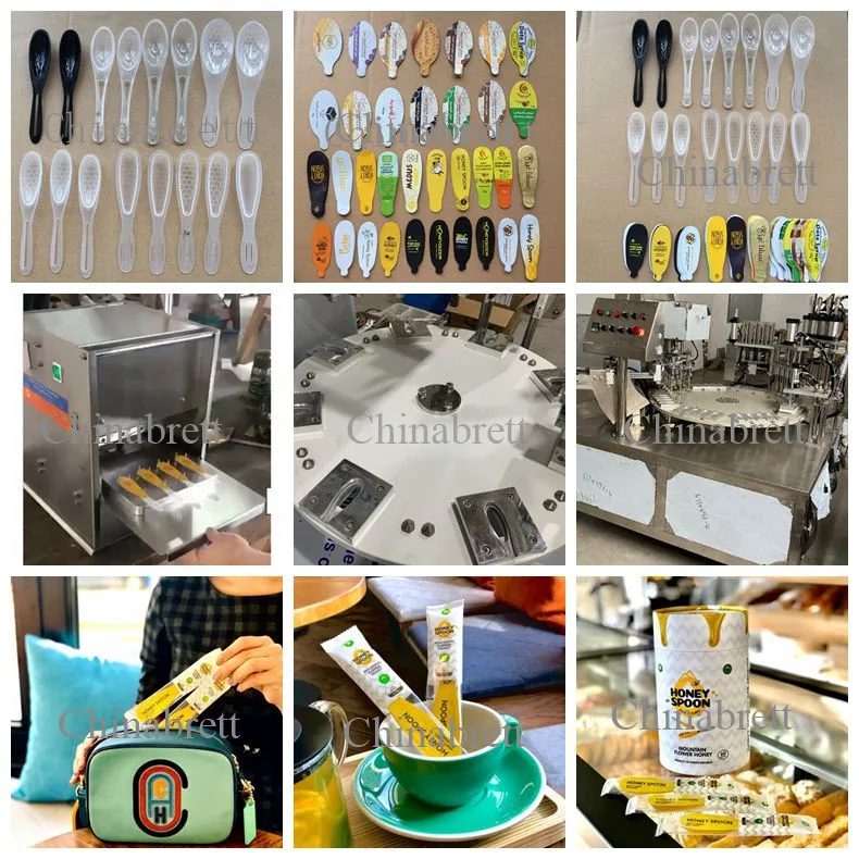 Hot selling customize plastic flatware mini honey spoon 7g 10g with aluminum film