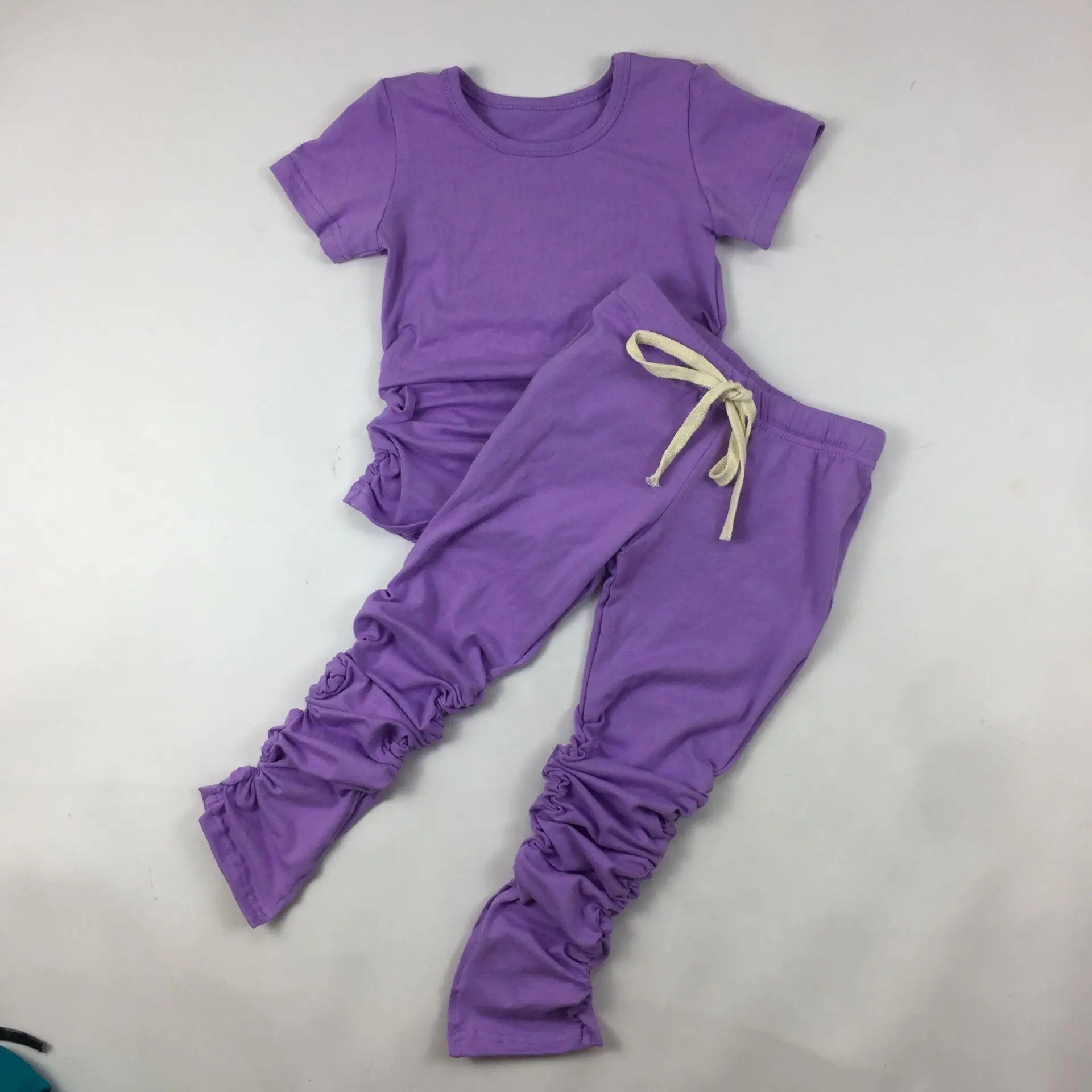 Rts Multi Colors Kids Stacked Pants Baby Girls Sets Sportswear Joggers