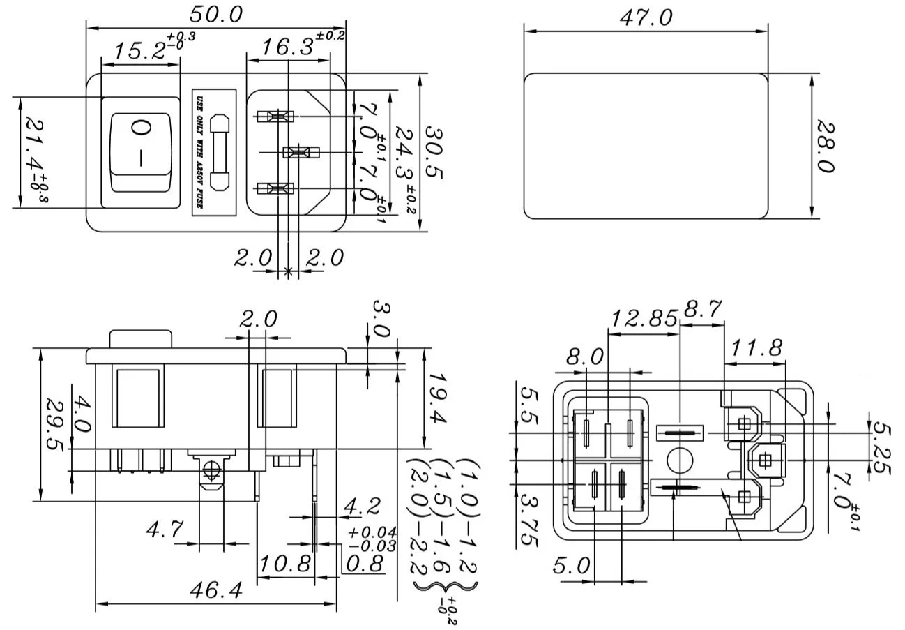 10a 250v 3 Pin Iec C14 Ac Input Connector Snap In Socket With Fuse