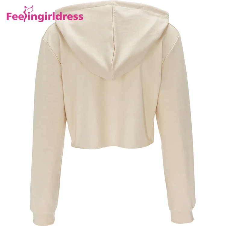 OEM Logo Latest Design Lady Pullover Hoodies Women Long Sleeve Crop Top