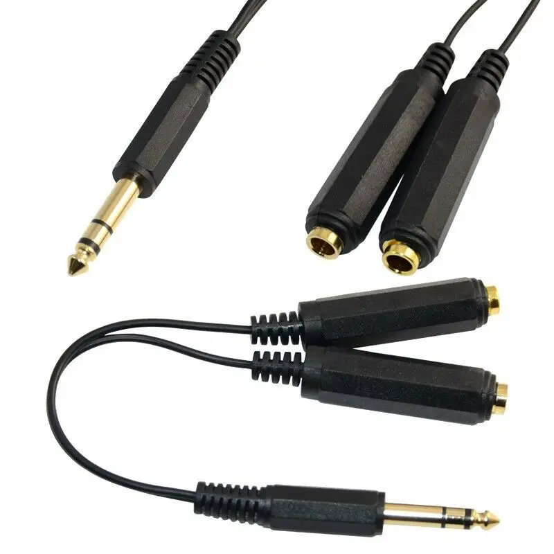 Stereo Audio Cable 2 Male 1 Female 6.35mm Stereo/mono Plug Male To Dual