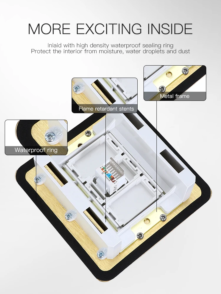 Wholesale rj45 standard brass network double door  hidden floor socket box