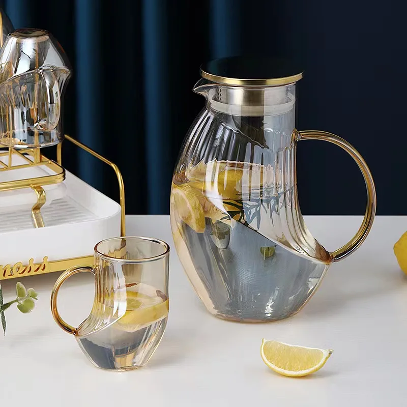 Glass Pitcher Hot/cold Water Jug Iced Tea Juice Beverage Carafe 1.6l