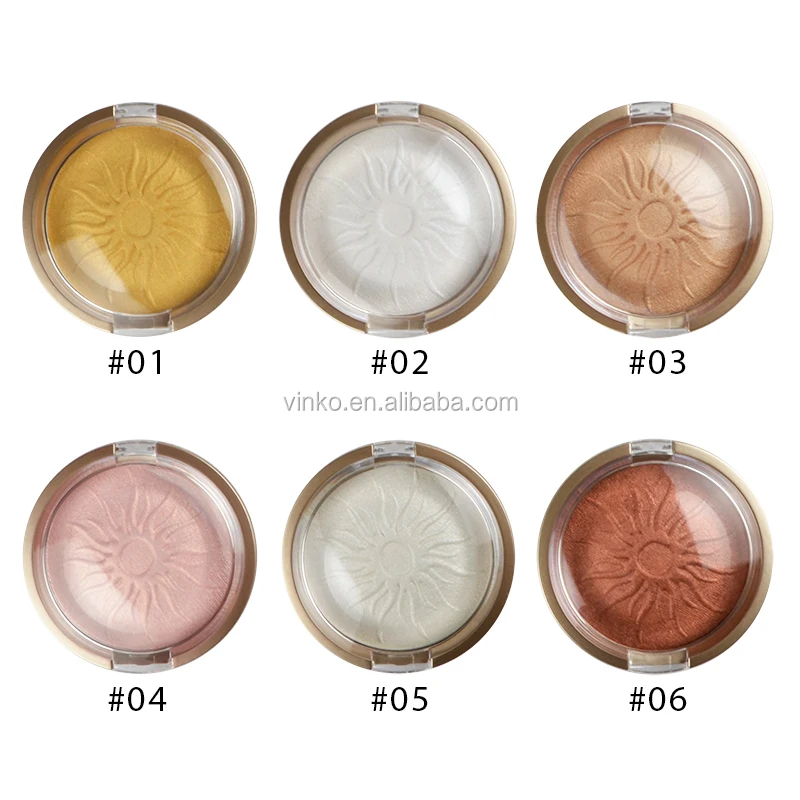 Glow Shimmer Private Label Face Golden Baked Pressed Powder Makeup Highlighter