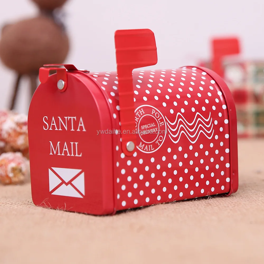 Christmas Decorations Tinplate Mail Box Iron Art Mailbox Children's Gift Cartoon Candy Box
