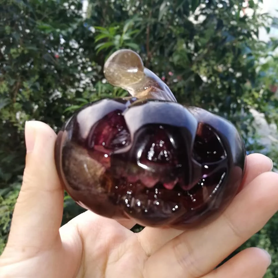 手雕天然石英水晶萤石南瓜万圣节礼物