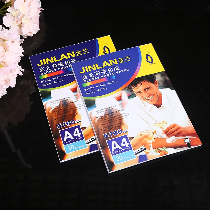 Jinlan 115gsm/135gsm/160gsm/180gsm/200gsm/230gsm/260gsm/300gsm Waterproof Crystal Inkjet High