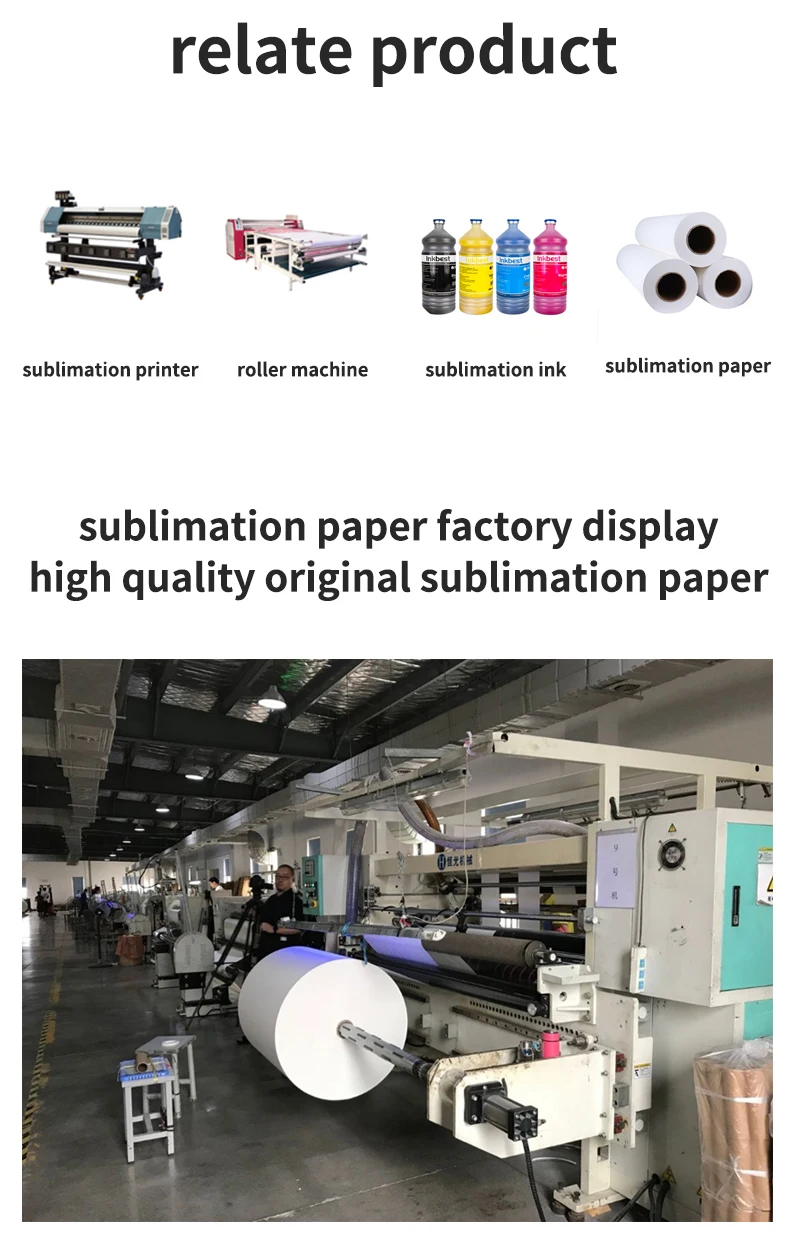 Large Format 44\"/64\" Fast Dry Sublimation Roll Paper White T-Shirt Printing Paper for Polyester Fabric for Clothing details