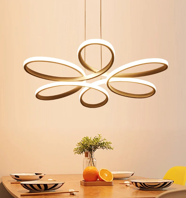 Modern chandelier simple flower-shaped led creative personality art Nordic bedroom study Nordic restaurant chandelier