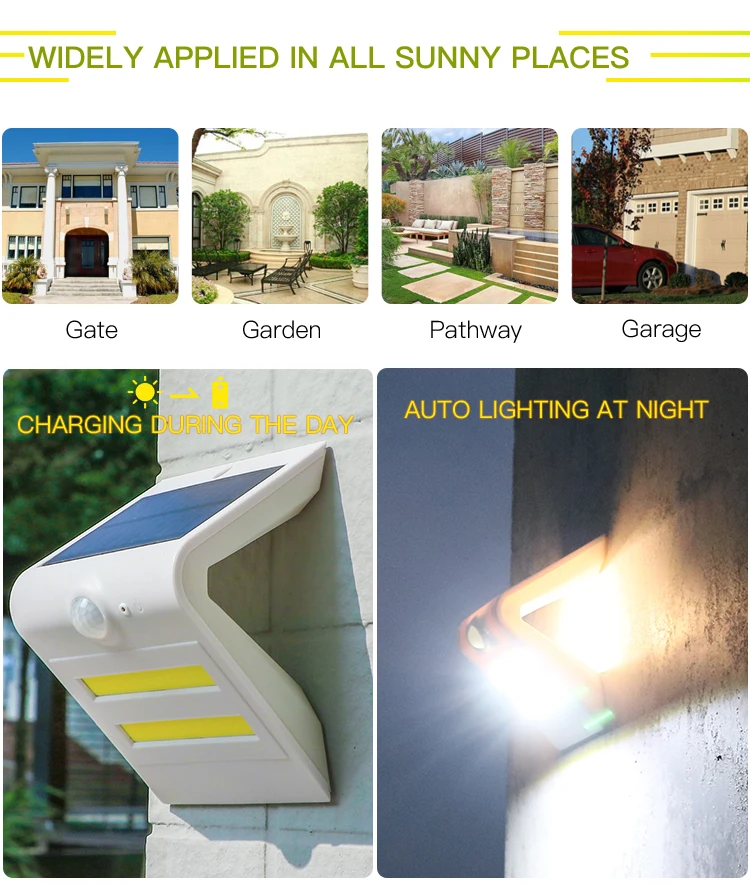 Energy Saving Home Decoration Waterproof IP65 Sensor Solar Outdoor Wall Lights