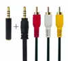 3.5mm 4 Pole plug to 3rca male RGB audio video AV cable