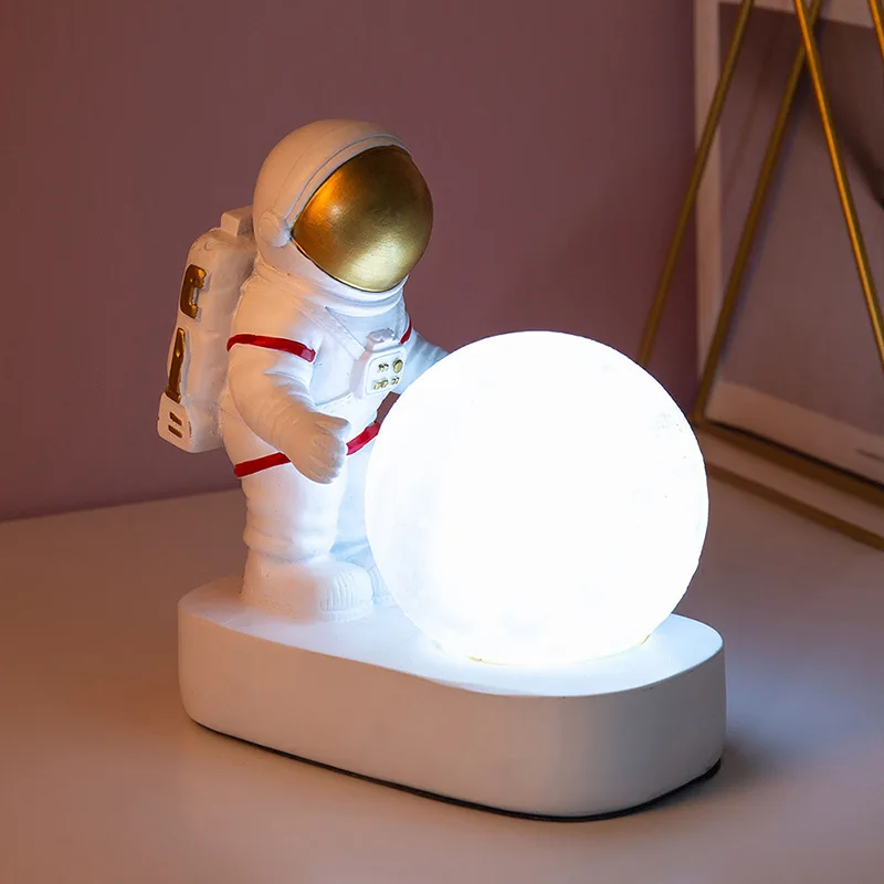 Astronaut Spaceman Moon Night Light Bedroom Bedside Desktop Creative Decoration Table Lamp Gift Light For Children Baby Kids