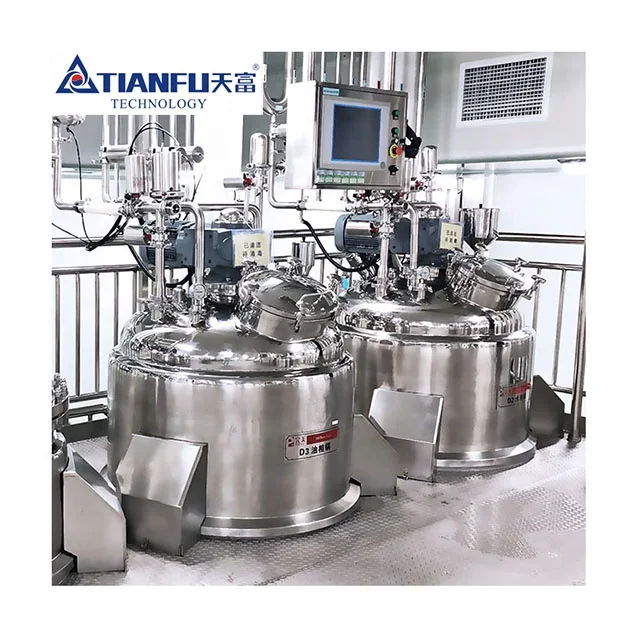 
TIANFU Technology TFZRJ-2000L cream lotion essence high shear vacuum emulsifying mixer cosmetics production line 