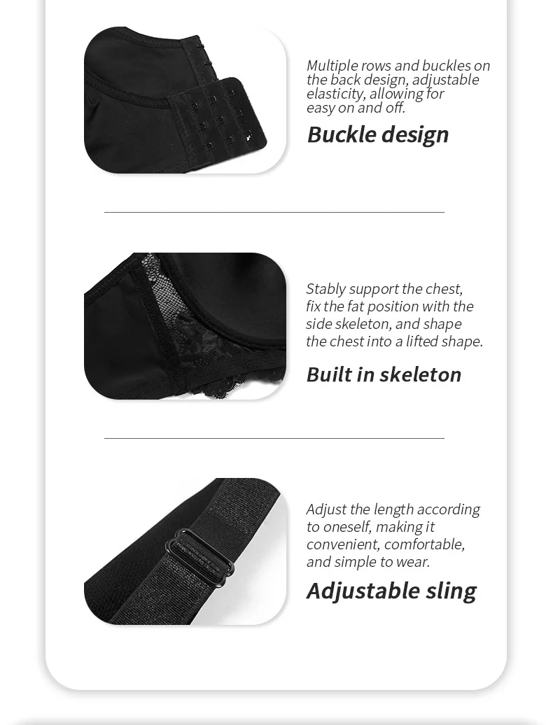 Cross-Border Large Size Bras Anti-Sagging & Breathable V2109005 Model with Steel Ring & Gathered Cups for Large Chest Wholesale