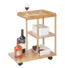 Bamboo Rolling Sofa Side Table Mobile Snack Coffee Tray End Table with Wheels for Living Room Bedroom Small Spaces