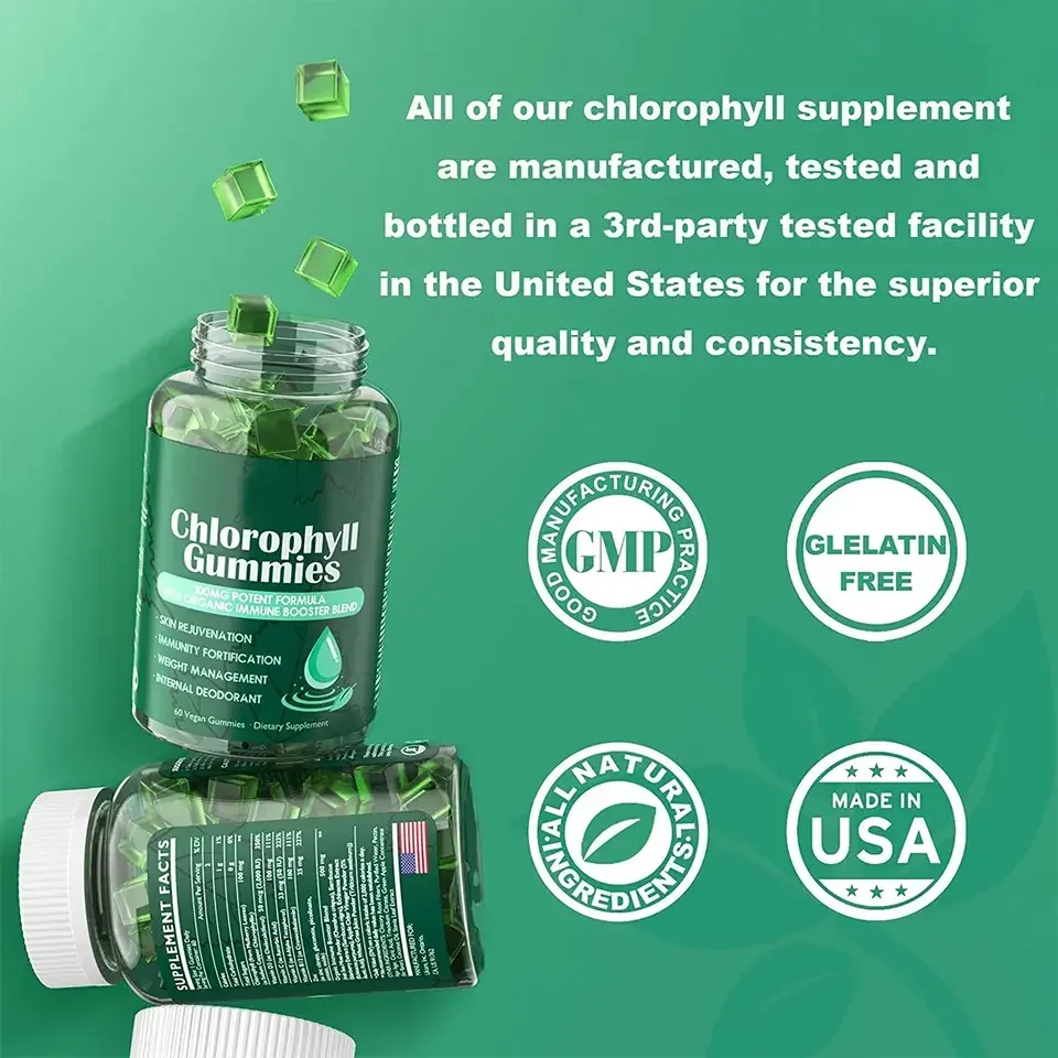 Popular Global Market gummy candy Chlorophyll Gummies Immune & Digestion Support Sugar Free food supplement supplier