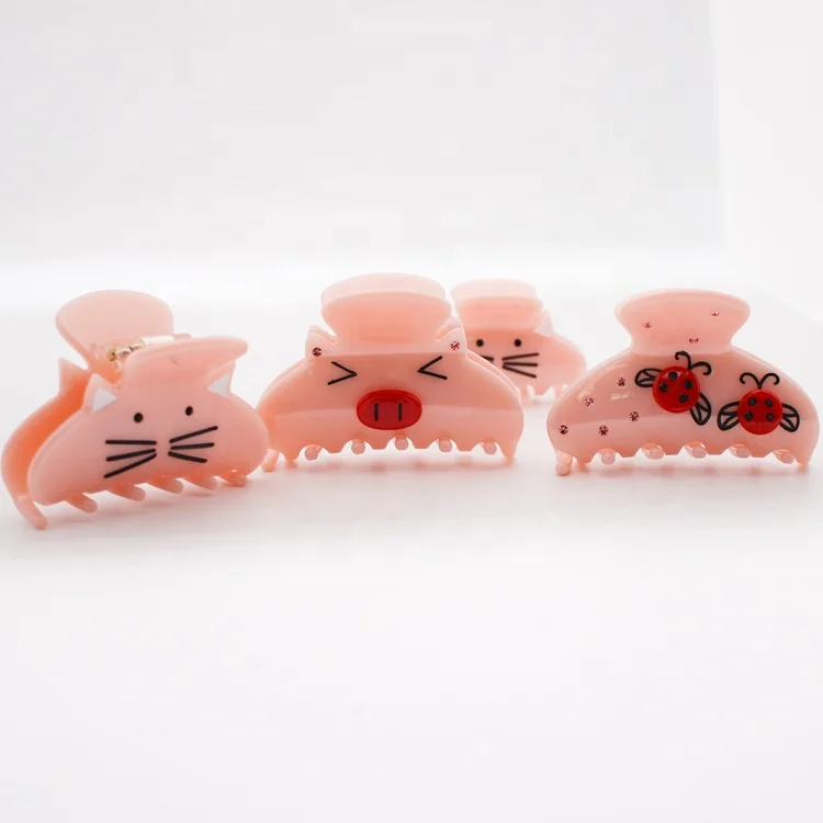 Cute bee/pig shaped hair claws clamp accessories pink acetate hair claw for girls
