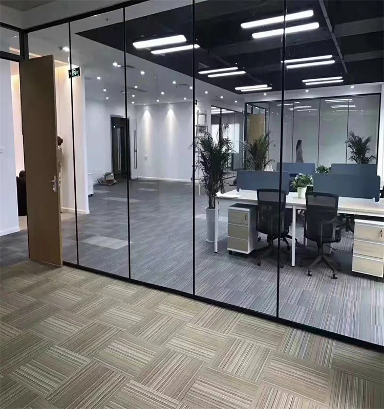 product 26mm slim aluminum frame single glass office partition for hospitals schools and office buildings-4