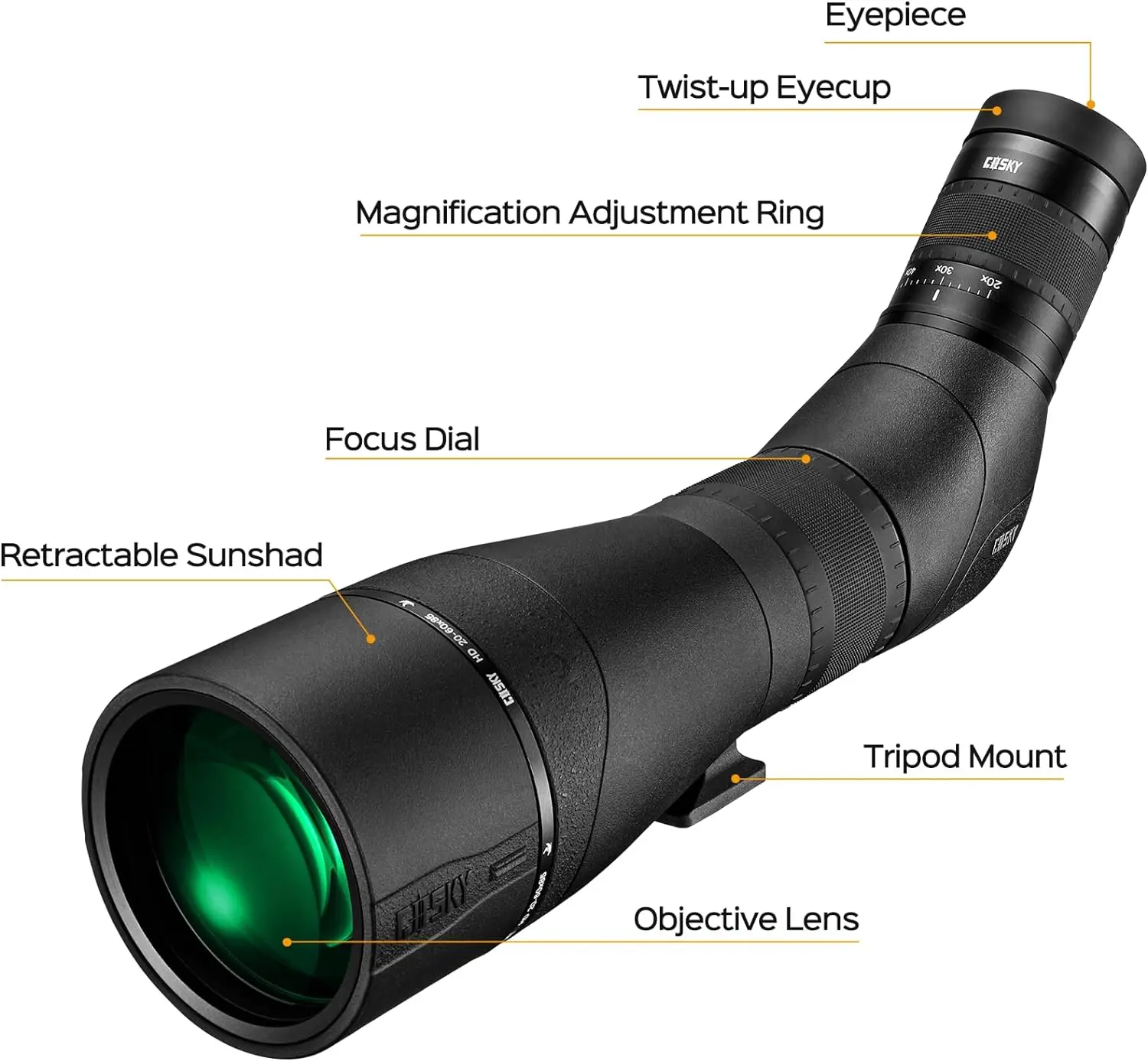 2060x 85 Hd Spotter Scope With Smartphone Adapter For Target Shooting