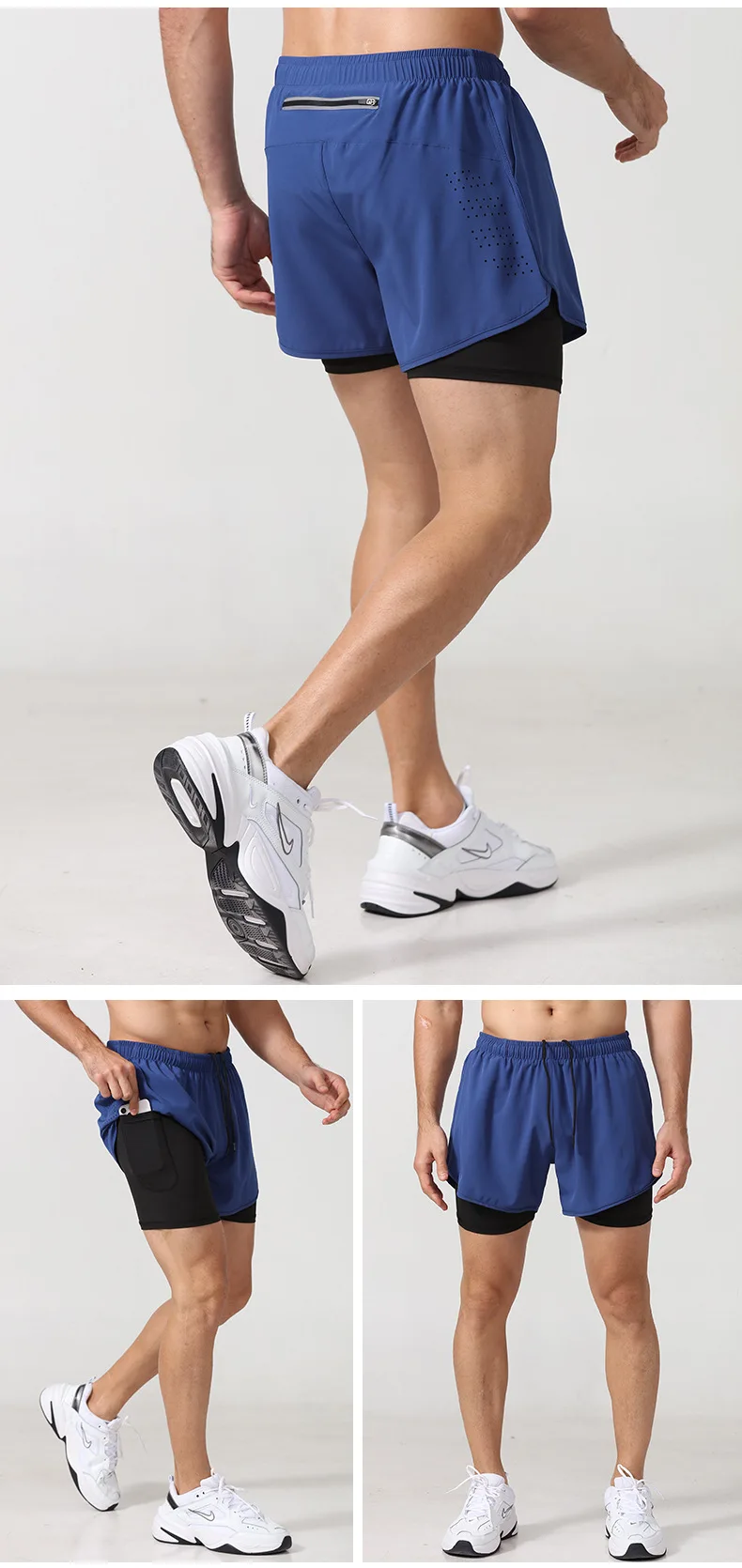 product mens summer sports shorts for gym beach double layer anti exposure marathon running fitness trunks three point design for-13